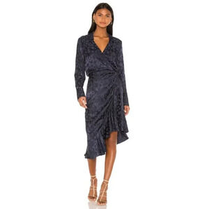 Parker Womens Size 12 Marin Collared Wrap Midi  Dress Zipper Closure
